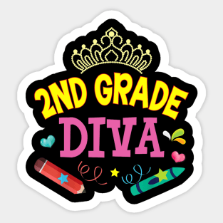 2nd Grade Diva Second Grader Princess Back To School Kid Sticker